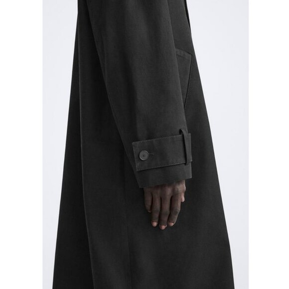 *SOLD* ZARA Men's 100% Cotton Black Trench Coat Size S Oversized Fit NEW! - Picture 8 of 9